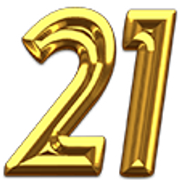 Golden Number 21 Shiny emoji