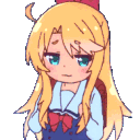 Blonde Girl Hand Chin emoji