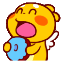 Yellow Character Eat Donut Food emoji