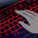 Gray Hand Typing Red Keys emoji