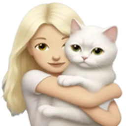 Blonde Hugging White Cat emoji