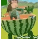 Monkeyinawatermelontrainwtfthisiscrazy emoji