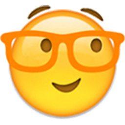 Thinking Smile Orange Glasses emoji