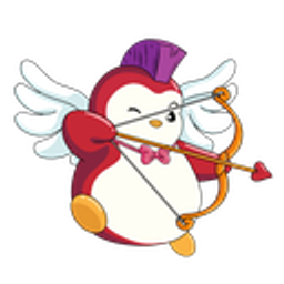 Cupid Penguin emoji